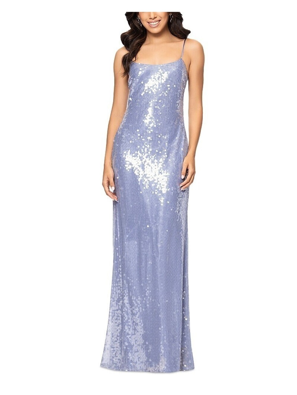 278$ AQUA Sequin Gown Maxi Party Evening Dress Sleeveless Size 2 Light Blue